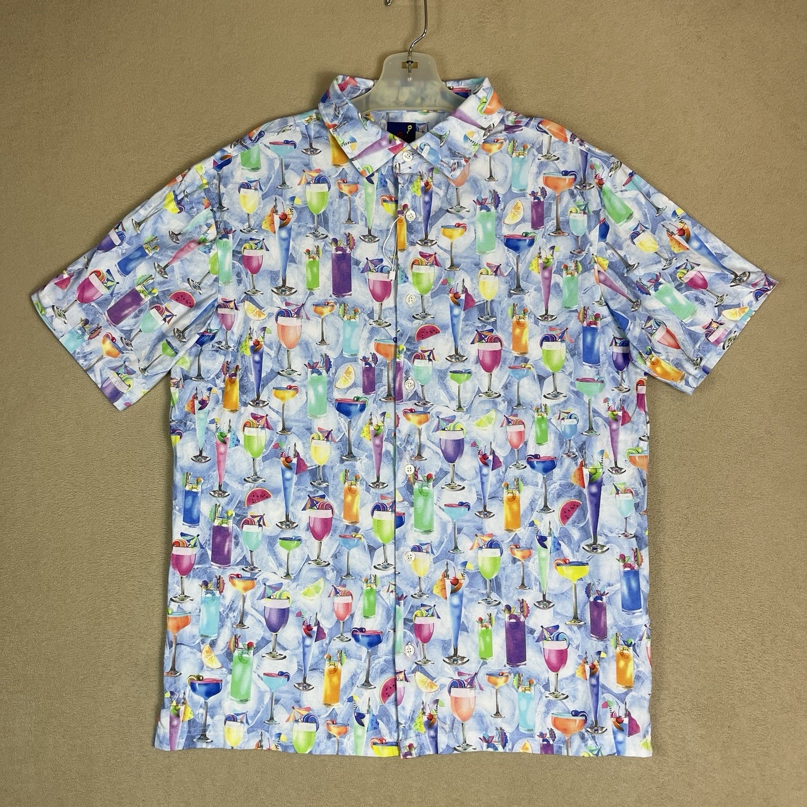 Michaels Shirt Mens L Multicolor Summer Cocktail Party Print Short Sleeve